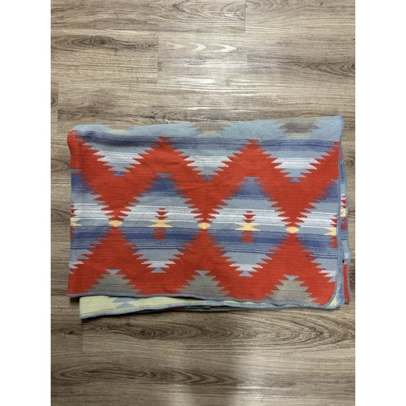90's RALPH LAUREN RIO GRANDE SERAPE AZTEC COTTON THROW BLANKET 66x90" - Picture 2 of 4